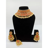 Vaamika Gold Plated Kundan Stone & Meenakari & Beads Necklace Set