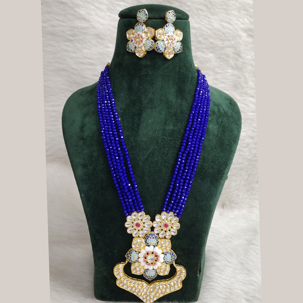 Vaamika Gold Plated Meenakari & Kundan & Beads Long Necklace Set