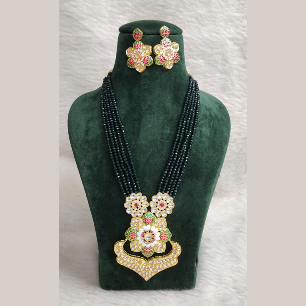 Vaamika Gold Plated Meenakari & Kundan & Beads Long Necklace Set