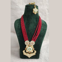 Vaamika Gold Plated Meenakari & Kundan & Beads Long Necklace Set