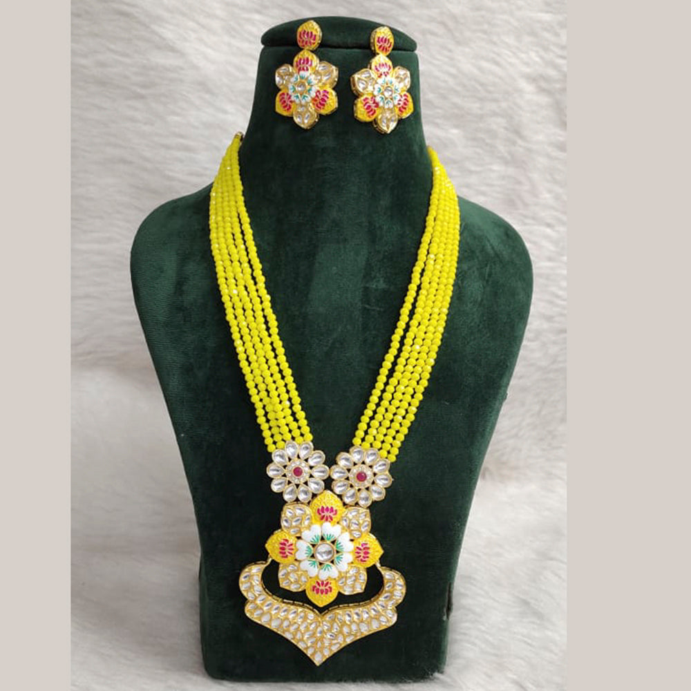 Vaamika Gold Plated Meenakari & Kundan & Beads Long Necklace Set