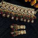 Vaamika Gold Plated Meenakari & Kundan & Beads Choker Necklace Set