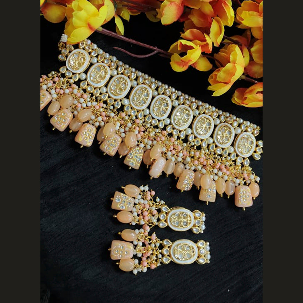 Vaamika Gold Plated Meenakari & Kundan & Beads Choker Necklace Set