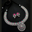 Vaamika Oxidised Plated Pota Stone Necklace Set