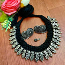 Vaamika Thread Oxidised Necklace Set With Nose Pin