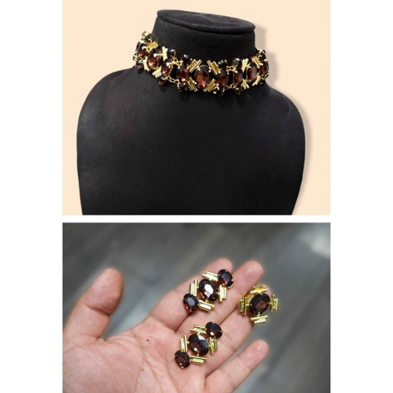 Vaamika Gold Plated Crystal Stone Necklace Set