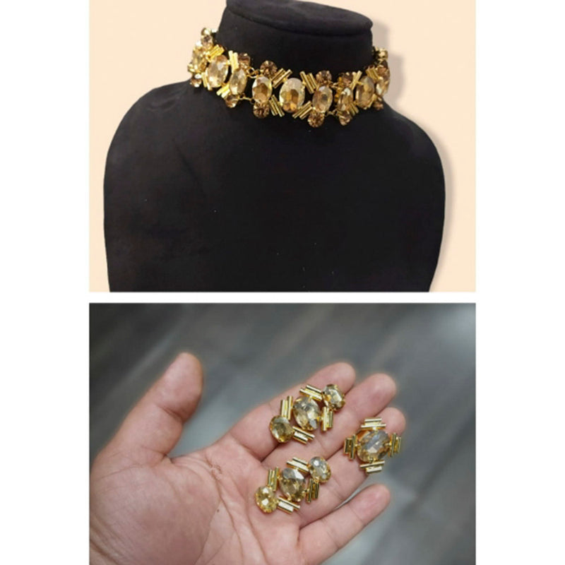 Vaamika Gold Plated Crystal Stone Necklace Set