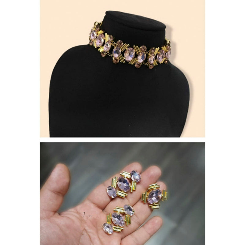 Vaamika Gold Plated Crystal Stone Necklace Set