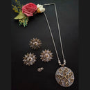 Vaamika Oxidised 2Tone Plated Chain Pendant Stud Ring & Nose Pin Combo