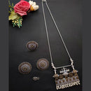 Vaamika Oxidised 2Tone Plated Chain Pendant Stud Ring & Nose Pin Combo