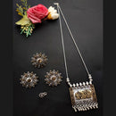 Vaamika Oxidised 2Tone Plated Chain Pendant Stud Ring & Nose Pin Combo