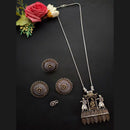 Vaamika Oxidised 2Tone Plated Chain Pendant Stud Ring & Nose Pin Combo