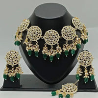Vaamika Gold Plated Kundan Stone & Beads Necklace Set