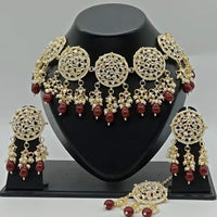 Vaamika Gold Plated Kundan Stone & Beads Necklace Set
