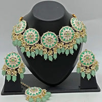 Vaamika Gold Plated Kundan Stone & Meenakari & Beads Necklace Set