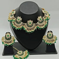 Vaamika Gold Plated Kundan Stone & Meenakari & Beads Necklace Set