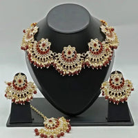 Vaamika Gold Plated Kundan Stone & Meenakari & Beads Necklace Set
