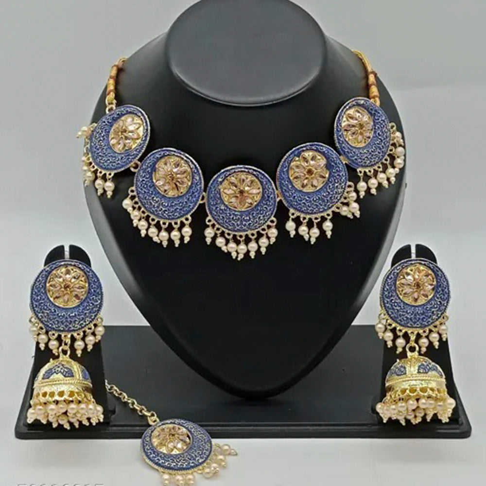 Vaamika Gold Plated Kundan Stone & Meenakari Necklace Set