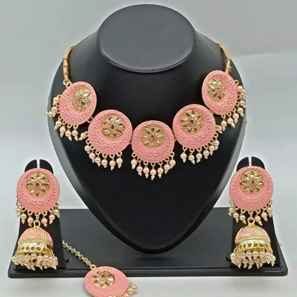 Vaamika Gold Plated Kundan Stone & Meenakari Necklace Set