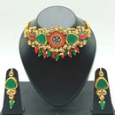 Vaamika Gold Plated Kundan Stone & Beads Necklace Set