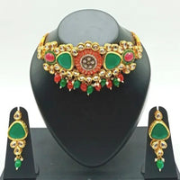 Vaamika Gold Plated Kundan Stone & Beads Necklace Set