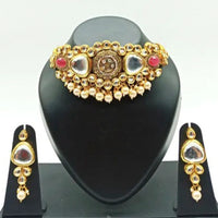 Vaamika Gold Plated Kundan Stone & Beads Necklace Set