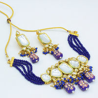 Vaamika Gold Plated Kundan Stone & Beads Necklace Set