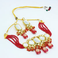 Vaamika Gold Plated Kundan Stone & Beads Necklace Set