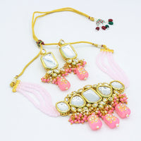 Vaamika Gold Plated Kundan Stone & Beads Necklace Set