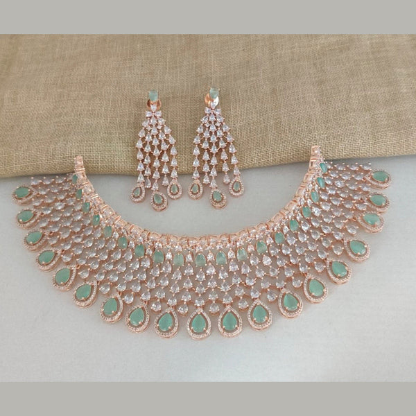 Vaamika Rose GoldAd Stone Necklace Set -VMNECK301