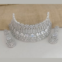 Vaamika Silver Plated Ad Stone Necklace Set -VMNECK308