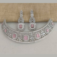 Vaamika Silver Plated Ad Stone Necklace Set -VMNECK312