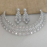 Vaamika Silver Plated Ad Stone Necklace Set -VMNECK314