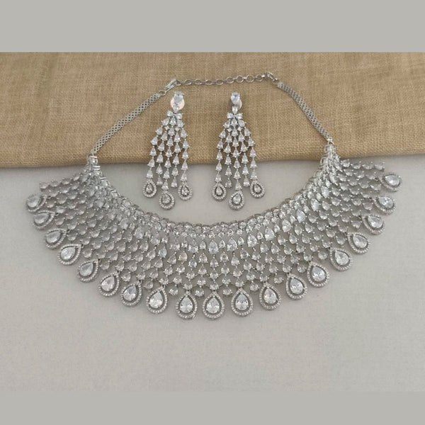 Vaamika Silver Plated Ad Stone Necklace Set -VMNECK321