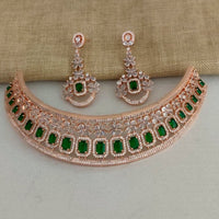 Vaamika Rose GoldAd Stone Necklace Set -VMNECK322