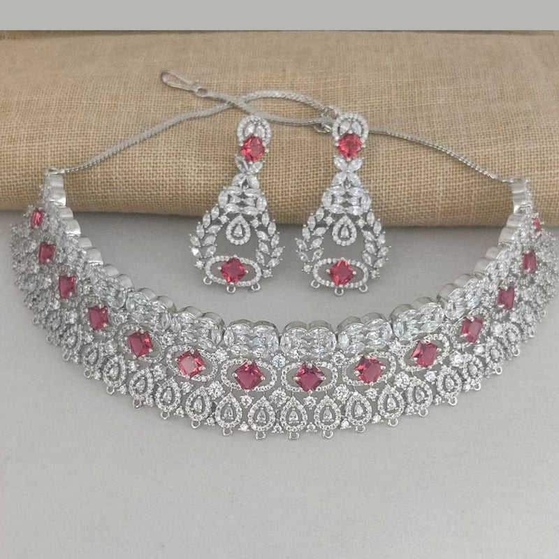 Vaamika Silver Plated Ad Stone Necklace Set -VMNECK328