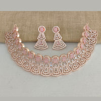 Vaamika Rose GoldAd Stone Necklace Set -VMNECK329