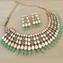 Vaamika Gold Plated Beads & Kundan Stone & Mirror Necklace Set