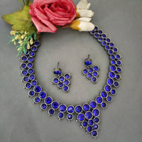 Vaamika Silver Plated Pota  Stone Necklace Set