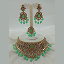 Vaamika Gold Plated Austrian Stone & Beads Mirror Necklace Set