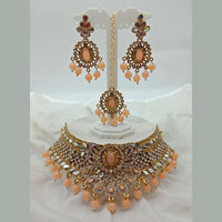 Vaamika Gold Plated Austrian Stone & Beads Mirror Necklace Set