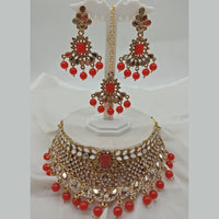 Vaamika Gold Plated Austrian Stone & Beads Mirror Necklace Set