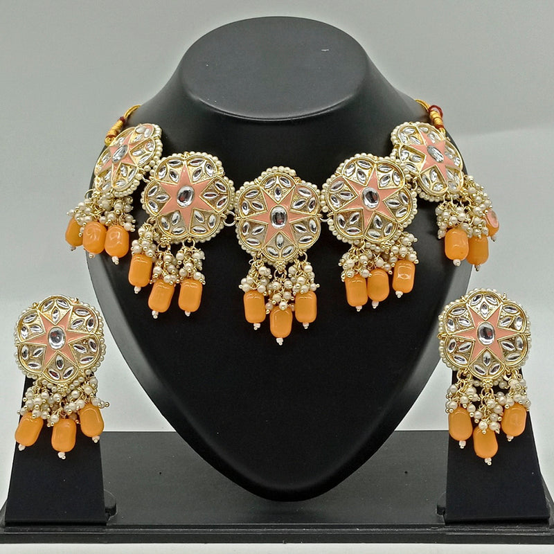 Vaamika Gold Plated Kundan Stone & Meenakari Necklace Set