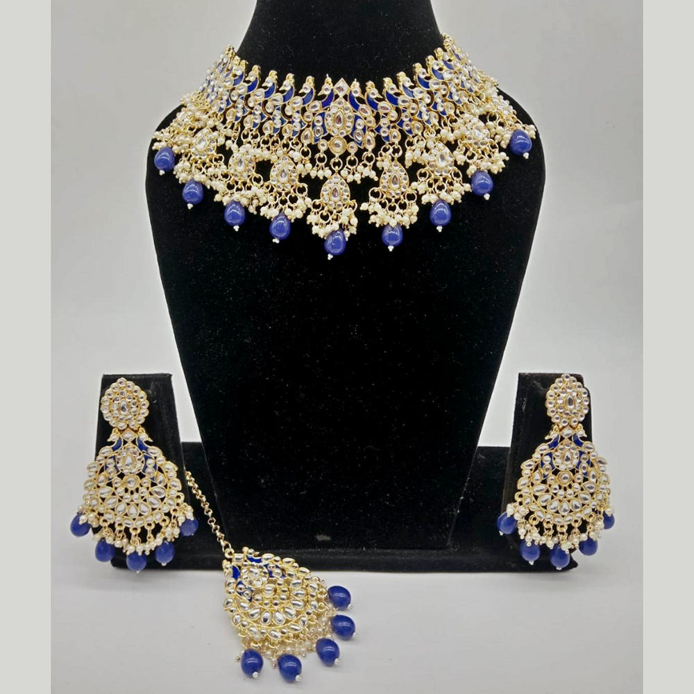 Vaamika Gold Plated Kundan Stone & Meenakari Necklace Set