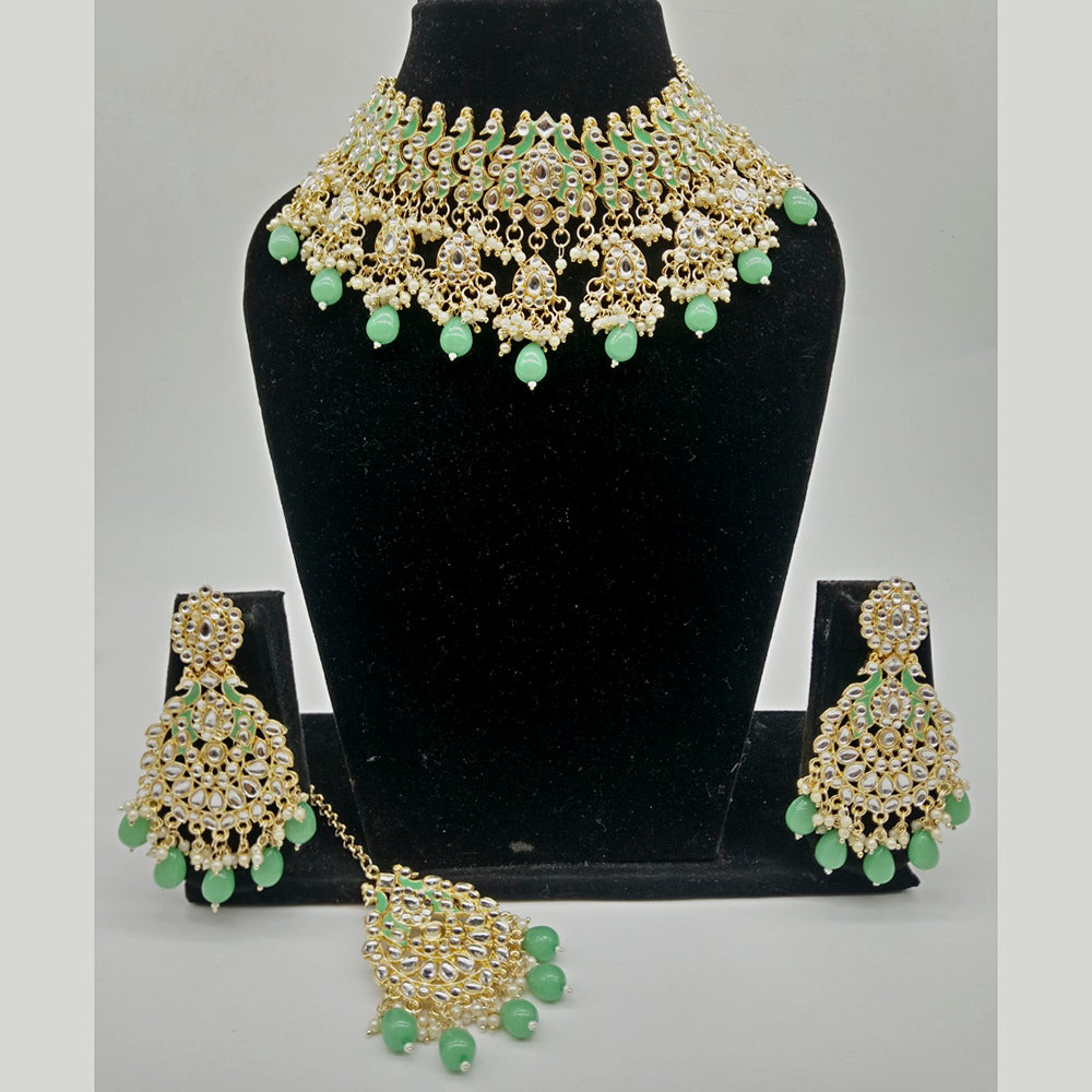 Vaamika Gold Plated Kundan Stone & Meenakari Necklace Set