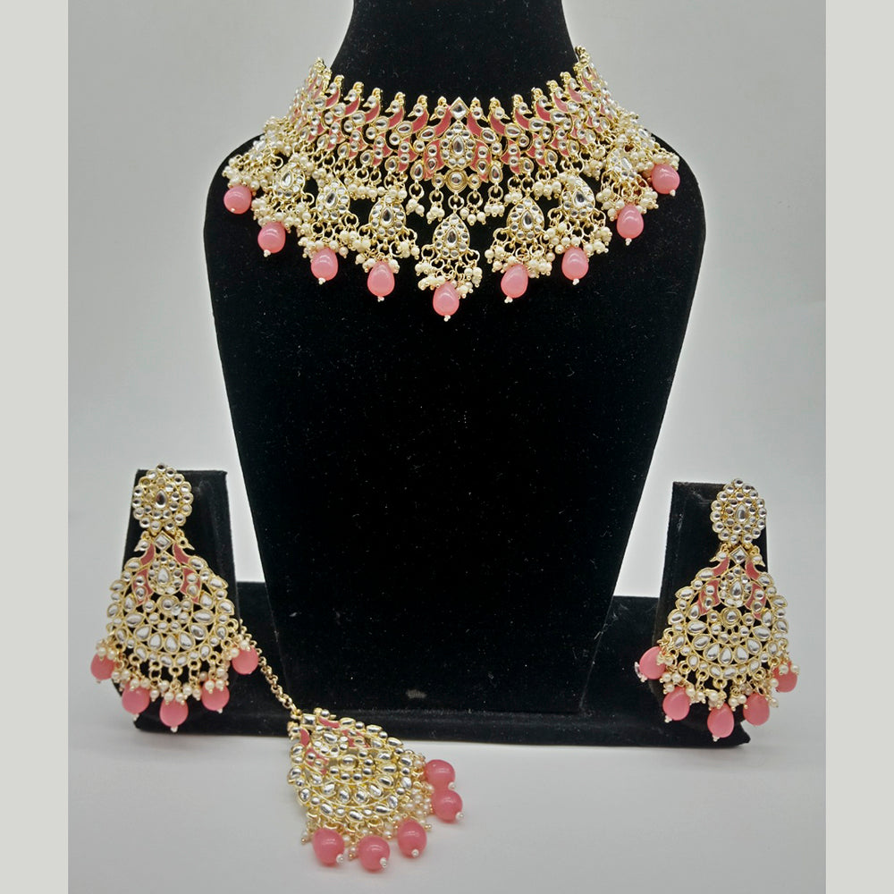 Vaamika Gold Plated Kundan Stone & Meenakari Necklace Set