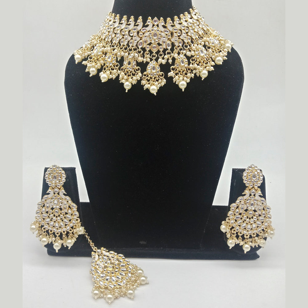 Vaamika Gold Plated Kundan Stone & Meenakari Necklace Set