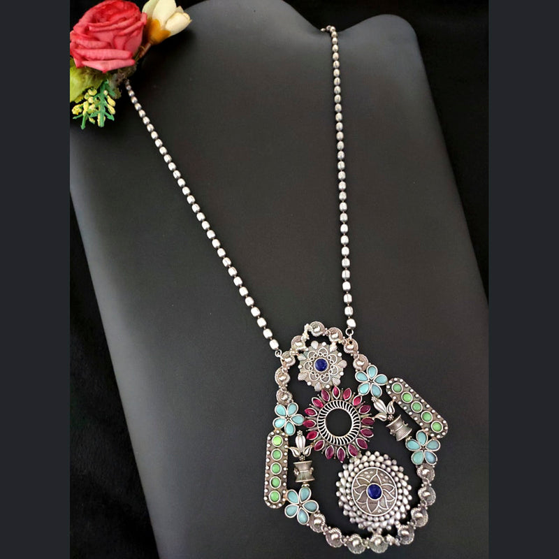 Vaamika Silver Replica Big Pendant Necklace