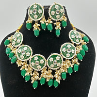 Vaamika Gold Plated Kundan Stone & Meenakari & Beads Necklace Set