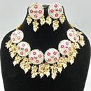 Vaamika Gold Plated Kundan Stone & Meenakari & Beads Necklace Set
